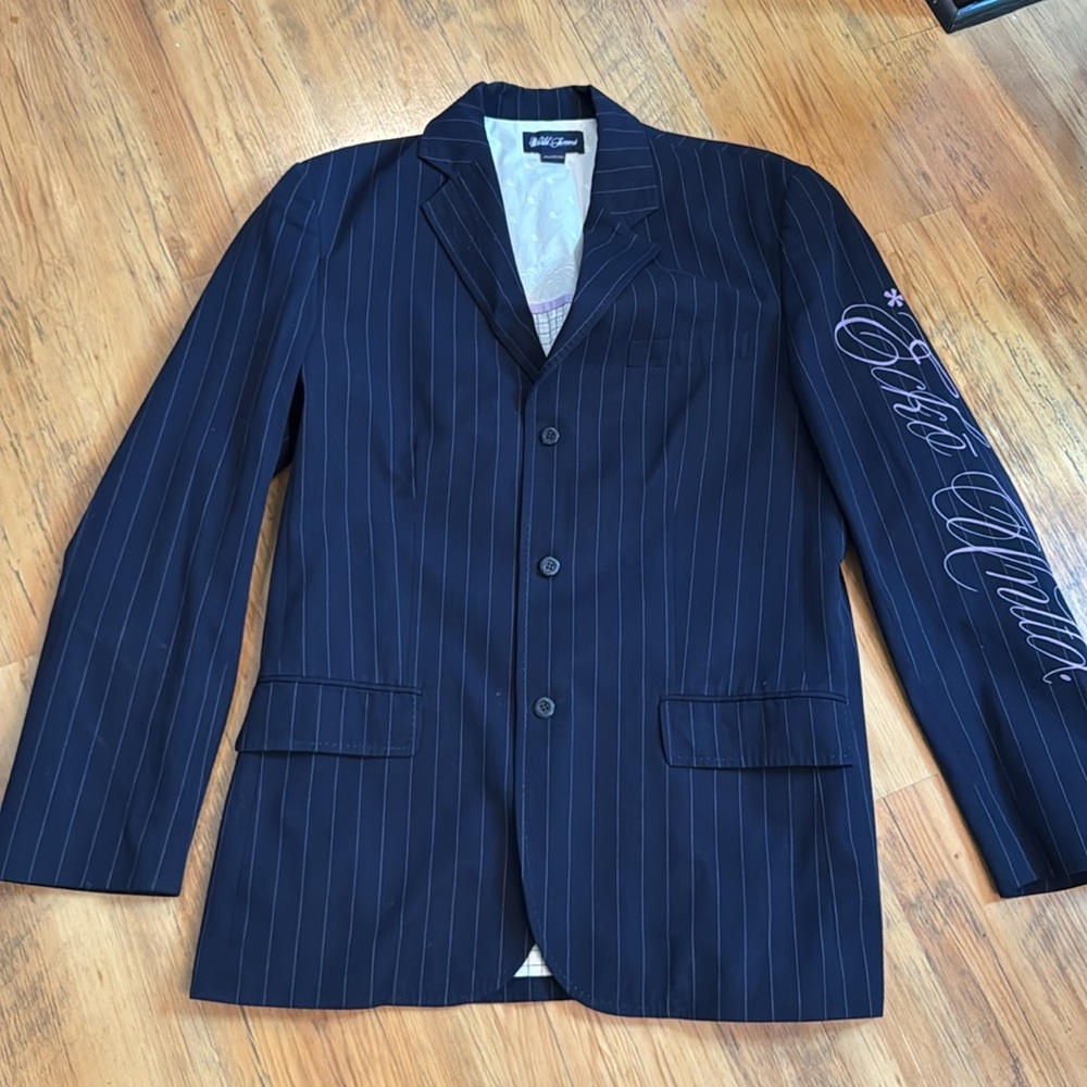 Echo Unlimited Navy Pinstriped Jacket Men’s Sz XL